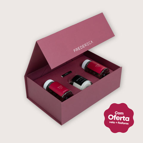 Coffret Edição Limitada de São Valentim com duas embalagens de gomas para Aumentar a Líbido e Relaxar Sex Up e oferta de Vela de Massagem e Fósforos